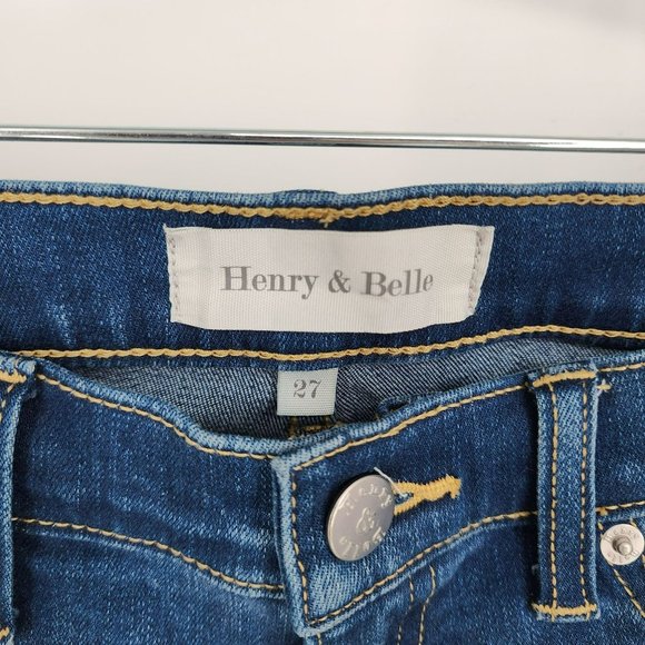 Henry Belle Super Skinny Ankle Jeans 27 Medium Wash Distressed Cotton Stretchy - Picture 2 of 13